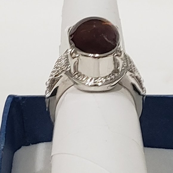 Garnet, Citrine & Amethyst chip ring in Platinum over copper w/magnet 8ct - Picture 5 of 6